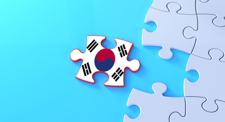 South Korea flag and jigsaw puzzle