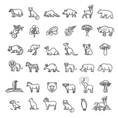 Animal icons. Vector outline icon set. Zoo Line animals concepts, Icons set