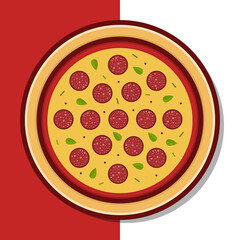Peperoni Pizza Vector Icon Illustration. Peperoni Pizza Vector. Flat Cartoon Style Suitable for Web Landing Page, Banner, Flyer, Sticker, Wallpaper, Background