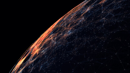 Earth Logistics/Connection lines Around Earth Globe, Futuristic Technology  Theme Background Logistics. Global International Connectivity Background. 3d Rendering