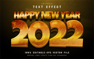 Happy New Year 2022 Shiny Yellow Text Effect