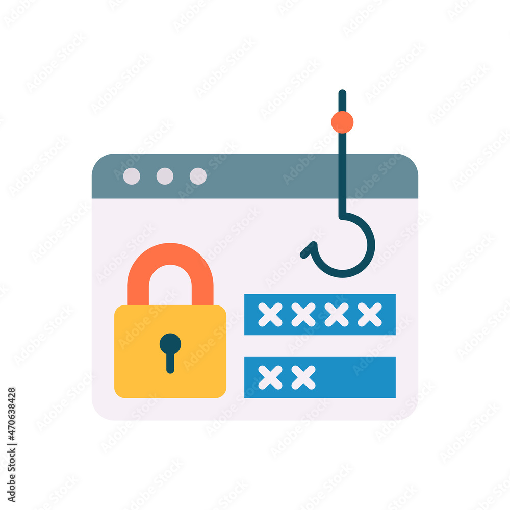 Poster data phishing vector flat icon design illustration. web and mobile application symbol on white backg