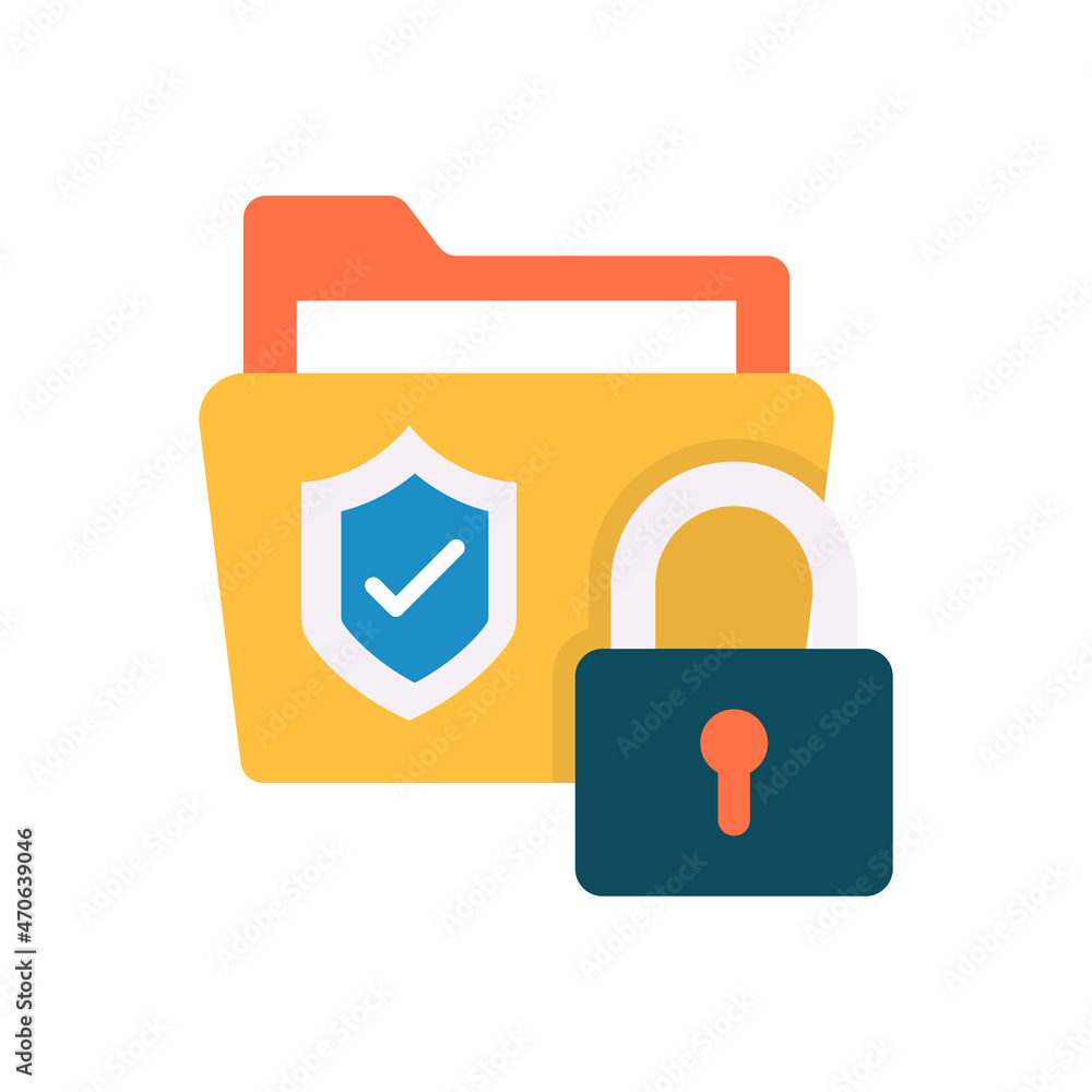 Poster secure data vector flat icon design illustration. web and mobile application symbol on white backgro