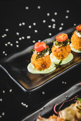 Perfect Sushi Japanese Asian Seafood Food Dish Drink Cocktail Dessert Menu Gourmet Restaurant Chef on Dark Background