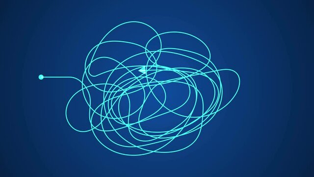 Hand drawn tangle scrawl sketch line like finding a solution abstract scribble shape. 4K FullHD and HD render footage animation
