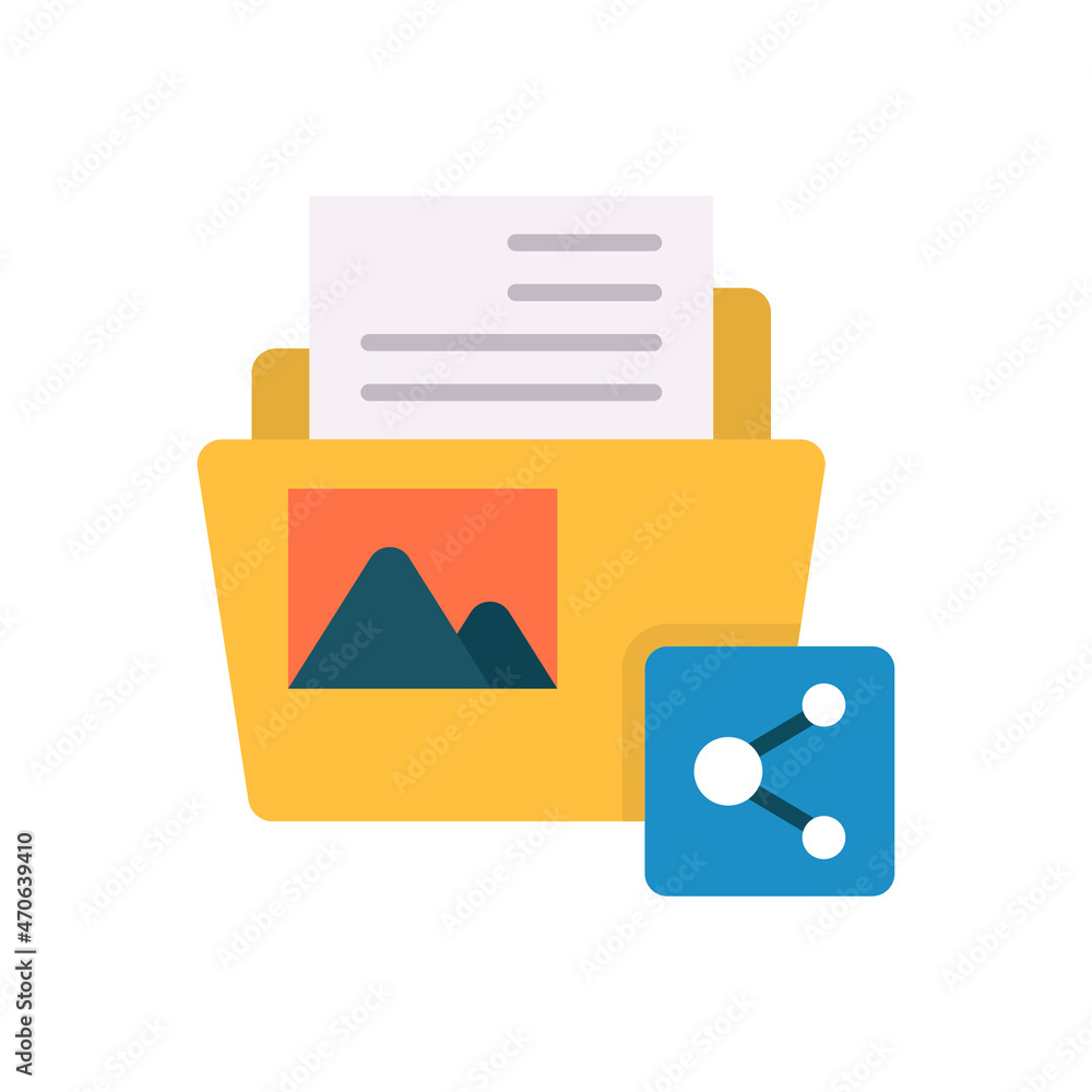Poster document sharing vector flat icon design illustration. web and mobile application symbol on white ba