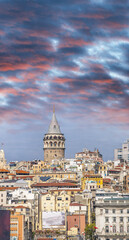 Fototapeta na wymiar Galata Tower and Istanbul cityscape at sunset