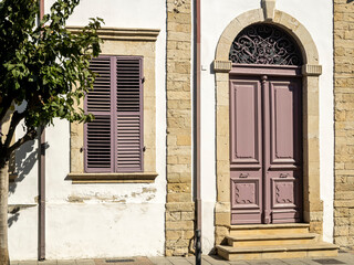 House wall with window and door 