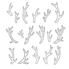 Separately corals outlined version for coloring page on a white background