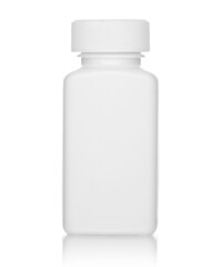 White medical bottle, isolated on white background