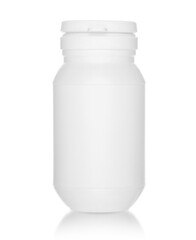 White medical bottle, isolated on white background
