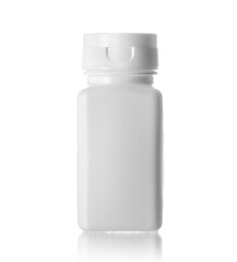 White medical bottle, isolated on white background