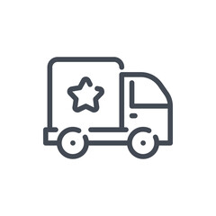 Fototapeta premium Delivery van line icon. Fast shipping truck vector outline sign.