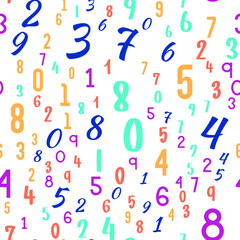 Colorful numbers. education, school concept. Seamless vector EPS 10 pattern. Flat style