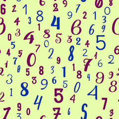 Colorful numbers. education, school concept. Seamless vector EPS 10 pattern. Flat style
