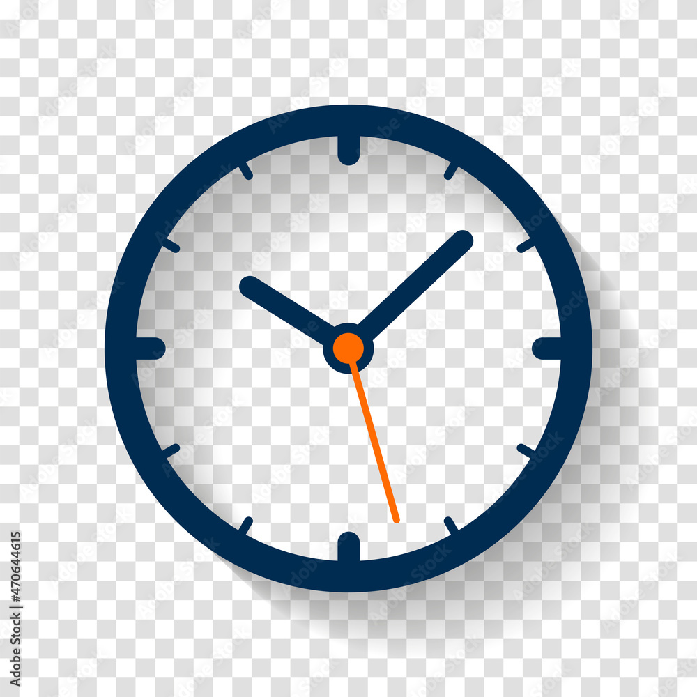Poster clock icon in flat style, timer on transparent background. business watch. vector design element for
