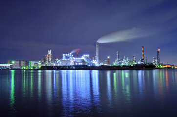 京浜工業地帯川崎市千鳥運河の夜景