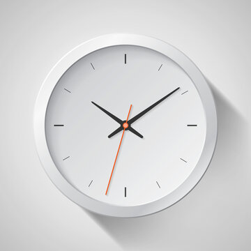 Clock icon in realistic style, timer on gray background. Business watch. Vector design element for you project