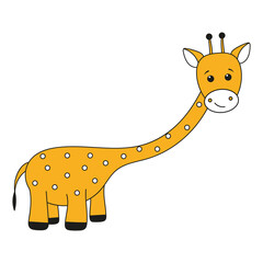 vector drawing of a cute giraffe for children, isolated
