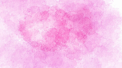 Fototapeta premium Romantic pink watercolor background. Aquarelle paint paper textured canvas for design, greeting card, template. Pink abstract wet watercolor background
