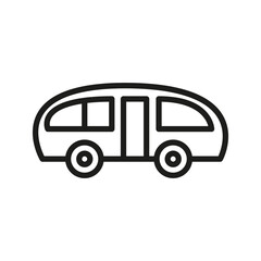 Hand drawn doodle cartoon bus. Vector black outline car icon on white background