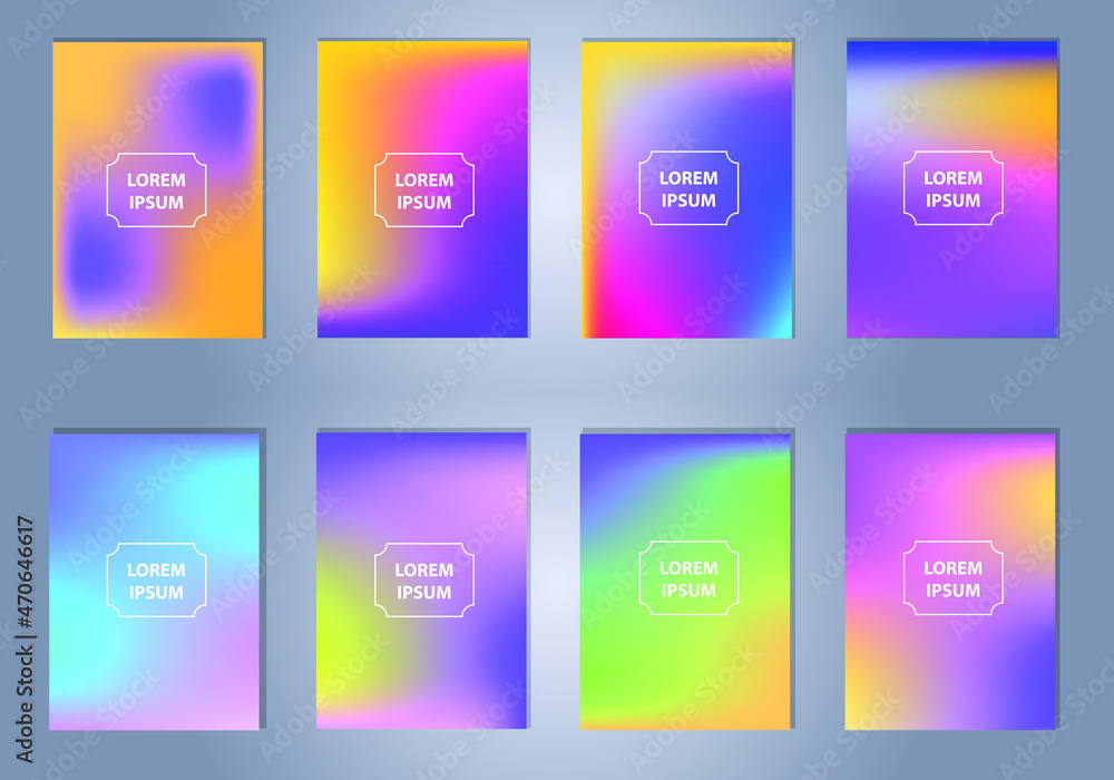 Poster set of abstract vector gradient backgrounds. colorful texture for your design. mobile app template