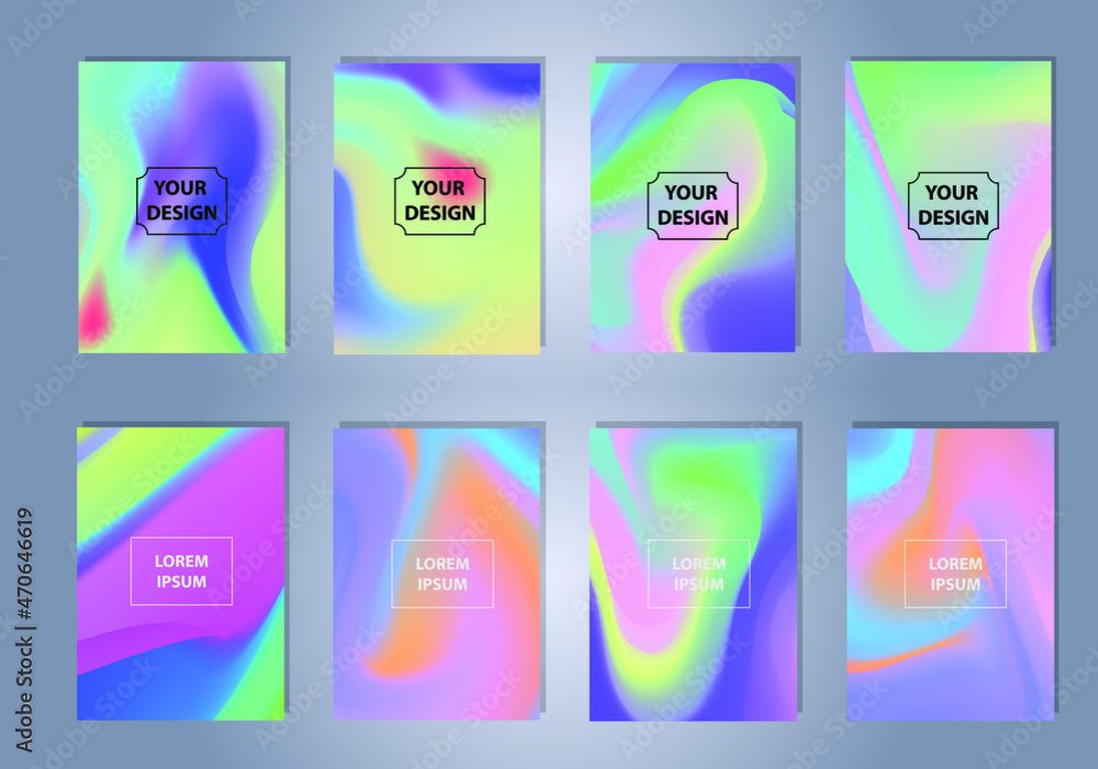 Poster set of abstract vector gradient backgrounds. colorful texture for your design. mobile app template