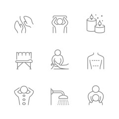 Set line icons of massage isolated on white