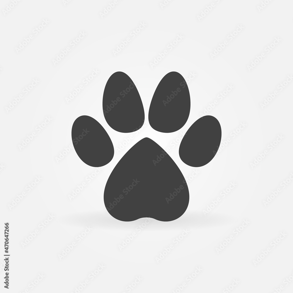 Poster paw foot print vector concept minimal solid icon