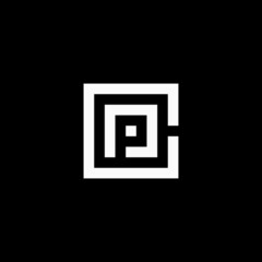 PC square logo design vector icon