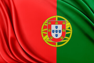 Portugal flag. Flag with a beautiful glossy silk texture.