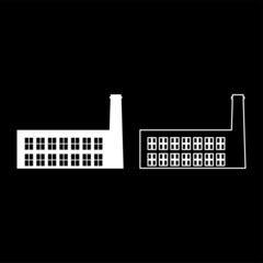 Naklejka premium Factory industry silhouette Plant with pipe icon white color vector illustration flat style image set