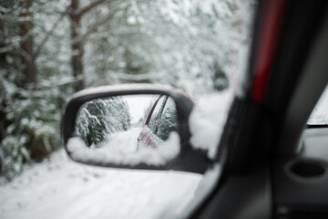 view of a person driving car