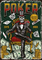 Gambling vintage colorful poster