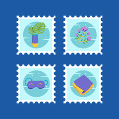 Obraz premium Set of winter stamp design collection 03