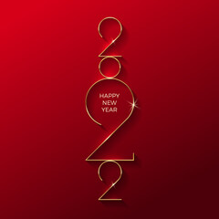 2022 New Year Golden Logo Red Background