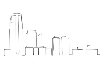 Continuous line drawing of a metropolitan city skyline. Simple line drawing for wall decoration or illustration