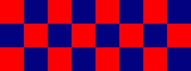 Checkerboard banner. Navy and Red colors of checkerboard. Big squares, big cells. Chessboard, checkerboard texture. Squares pattern. Background.