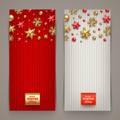 Holidays Banners With Knitting Background Christmas Decoration
