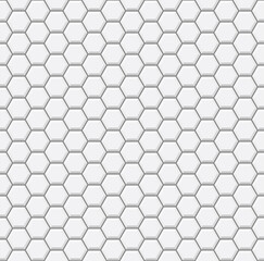 White Seamless Hexagons Tile Pattern. Flat Style Vector