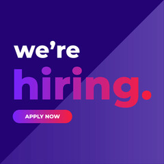 - **we are hiring ( positive )**
    - we are hiring modern, creative banner, design concept, social media template, marketing, advertising, and communication concept  with white text on a  blue backg