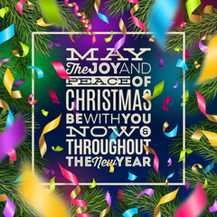 Christmas Card With Type Design Multicolored Confetti