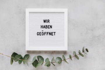 Door sign Wir Haben Geöffnet meaning We Are Open in German language for small business owners and...