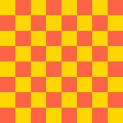 Checkerboard 8 by 8. Tomato and Gold colors of checkerboard. Chessboard, checkerboard texture. Squares pattern. Background.