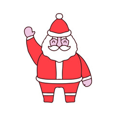 Cute Santa Claus with hello gesture illustration. Vector graphics for t-shirt prints and other uses.