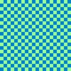 Two color checkerboard. Blue and Pale Green colors of checkerboard. Chessboard, checkerboard texture. Squares pattern. Background.