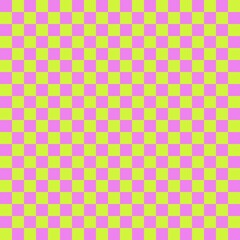 Two color checkerboard. Lime and Violet colors of checkerboard. Chessboard, checkerboard texture. Squares pattern. Background.