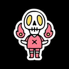 Little skull with fireball illustration. Vector graphics for t-shirt prints and other uses.