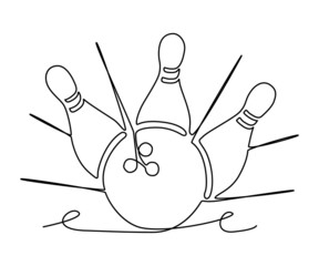 Fototapeta premium One single line bowling vector illustration.