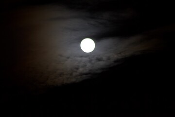 view of the full moon with white clouds